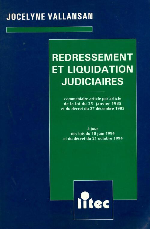Livrenpoche : Redressement et liquidation judiciaires - Jocelyne Vallansan - Livre