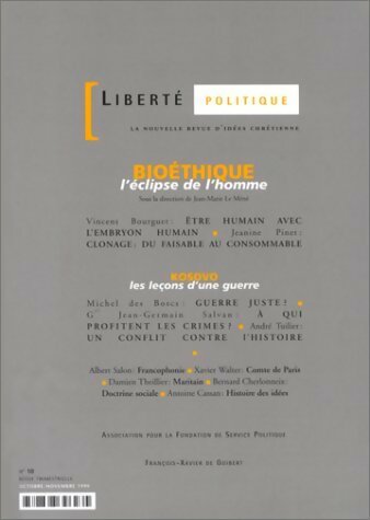 Livrenpoche : Liberté politique n°10 : Bioéthique - Collectif - Livre