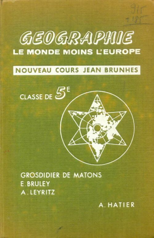 Livrenpoche : Géographie le monde moins l'Europe 5e - Collectif - Livre