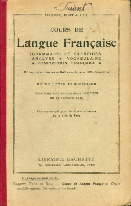 Livrenpoche : Cours de langue française cours moyen et supérieur - Collectif - Livre