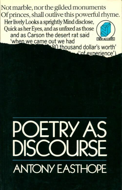 Livrenpoche : Poetry as discourse - Antony Easthope - Livre