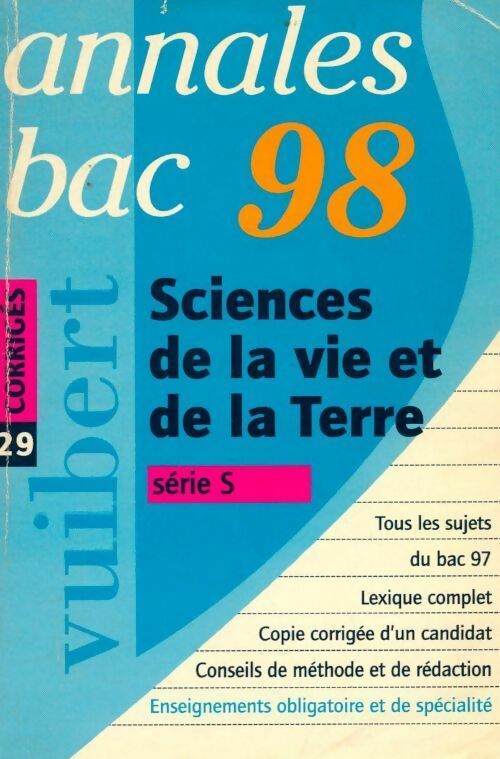 Sciences de la vie Terminale S corrigés 1998 - Collectif -  Annales GF - Livre
