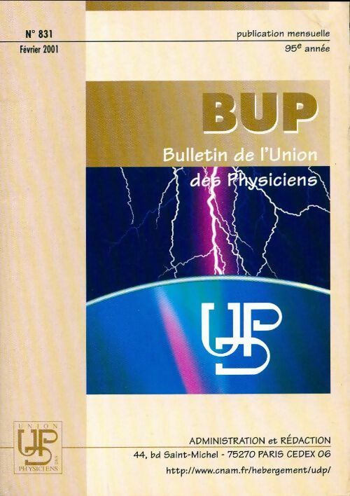 Livrenpoche : Bulletin de l'union des physiciens n°831 - Collectif - Livre