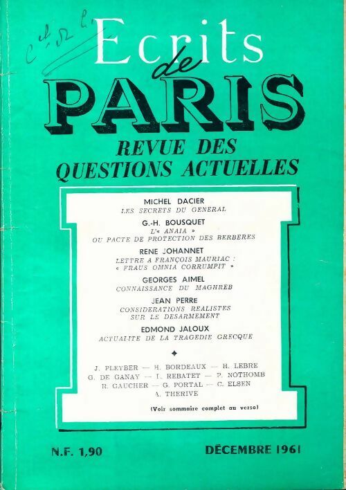 Livrenpoche : Ecrits de Paris n°199 - Collectire - Livre