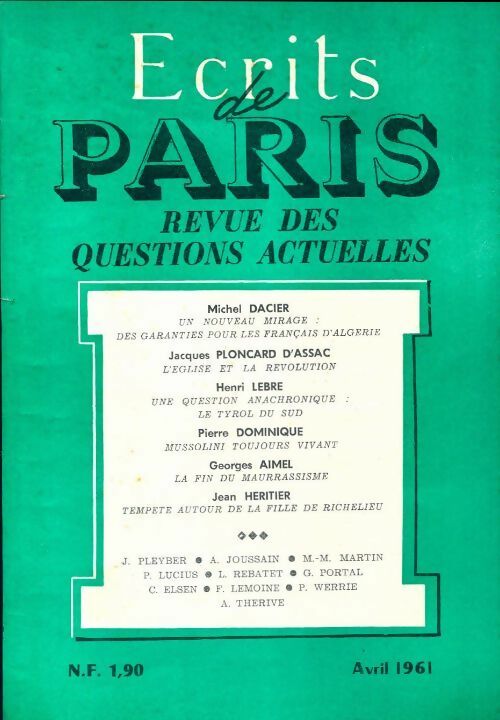 Livrenpoche : Ecrits de Paris n°192 - Collectif - Livre