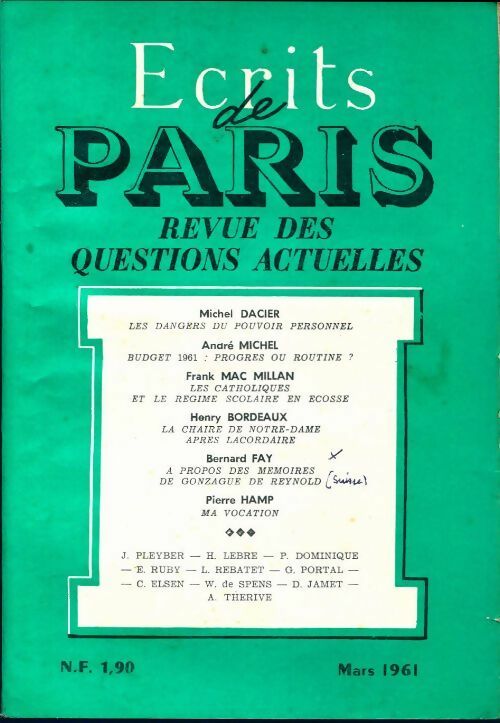 Livrenpoche : Ecrits de Paris n°191 - Collectif - Livre