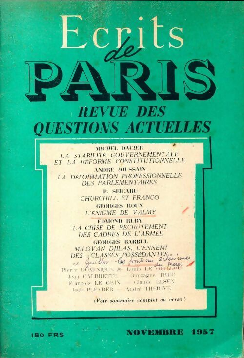 Livrenpoche : Ecrits de Paris n°154 - Collectif - Livre