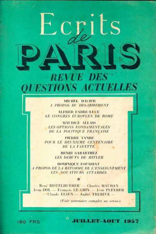 Livrenpoche : Ecrits de Paris n°151 - Collectif - Livre