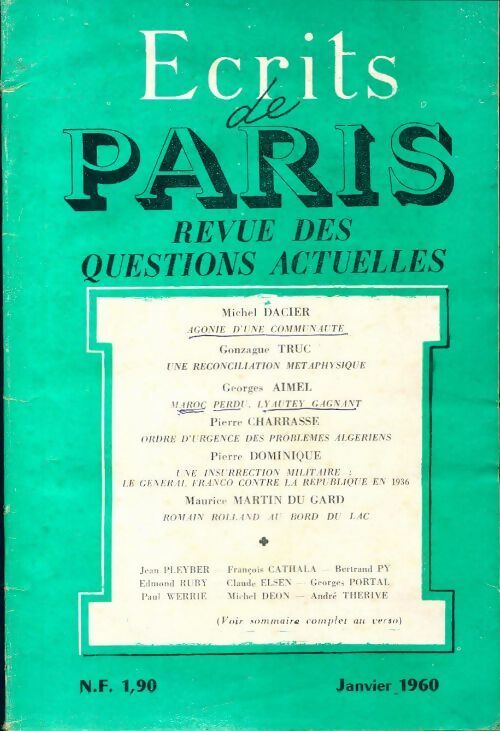Livrenpoche : Ecrits de Paris n°178 - Collectif - Livre