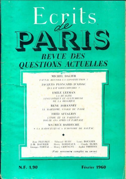 Livrenpoche : Ecrits de Paris n°179 - Collectif - Livre