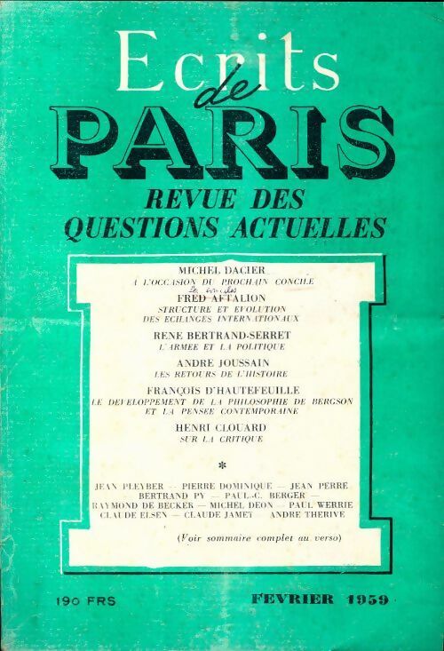 Livrenpoche : Ecrits de Paris n°168 - Collectif - Livre