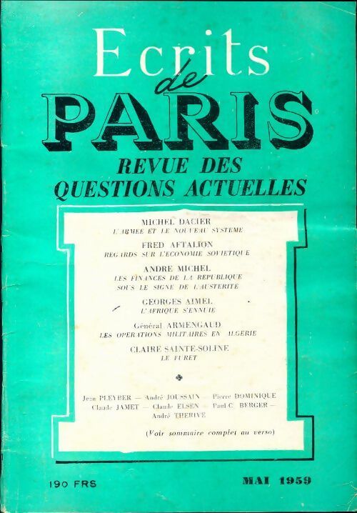 Livrenpoche : Ecrits de Paris n°171 - Collectif - Livre