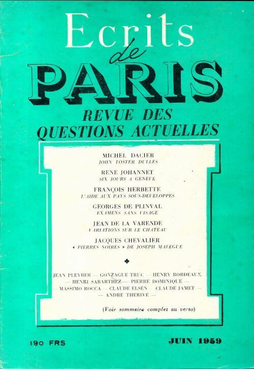 Livrenpoche : Ecrits de Paris n°172 - Collectif - Livre