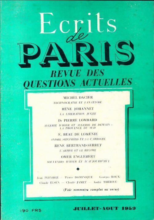 Livrenpoche : Ecrits de Paris n°173 - Collectif - Livre