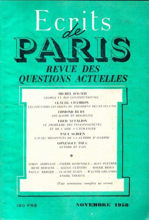 Livrenpoche : Ecrits de Paris n°165 - Collectif - Livre