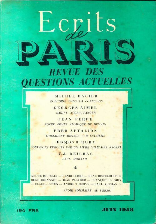 Livrenpoche : Ecrits de Paris n°161 - Collectif - Livre