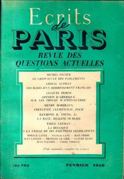 Livrenpoche : Ecrits de Paris n°157 - Collectif - Livre