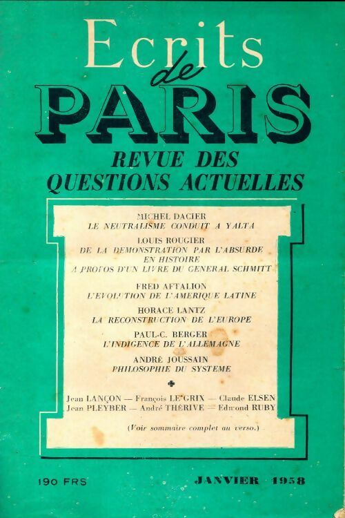 Livrenpoche : Ecrits de Paris n°156 - Collectif - Livre