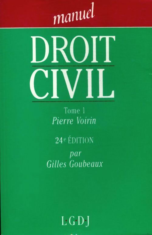 Livrenpoche : Manuel de droit civil Tome I - Pierre Voirin - Livre