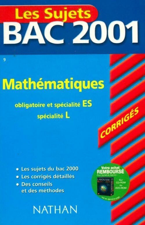 Livrenpoche : Mathématiques Terminale ES obligatoire et spécialité. Sujets corrigés 2001 - Marie-Dominique Danion - Livre