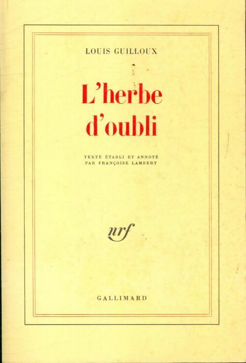 Livrenpoche : L'herbe d'oubli - Louis Guilloux - Livre