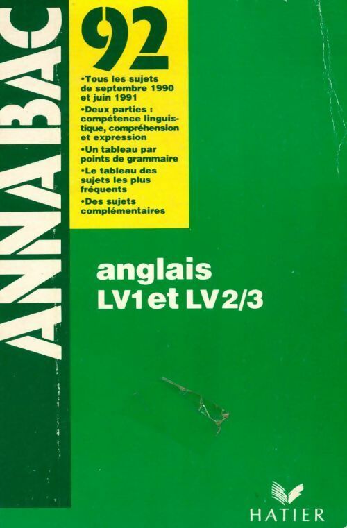 Livrenpoche : Anglais Terminales LV1 et LV2/3 1992 - Collectif - Livre