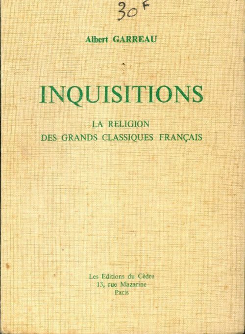 Livrenpoche : Inquisitions - Albert Garreau - Livre