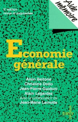 Livrenpoche : Economie générale - Alain Beitone - Livre