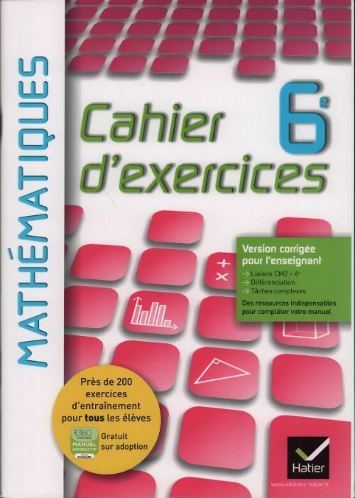 Livrenpoche : Mathématiques 6e. Cahier d'exercices. Version corrigée pour l'enseignant - Collectif - Livre