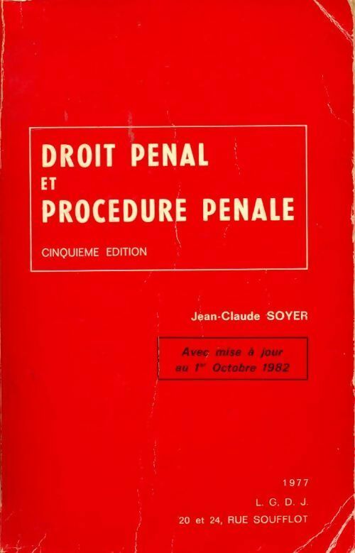 Livrenpoche : Droit pénal et procédure pénale - Jean-Claude Soyer - Livre