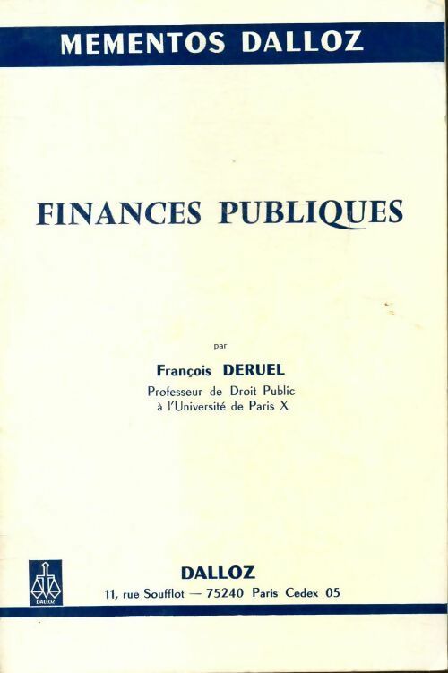 Finances publiques - François Deruel -  Mémentos - Livre