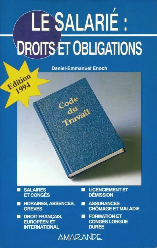 Livrenpoche : Le salarié. Droits et obligations - Daniel-Emmanuel Enoch - Livre