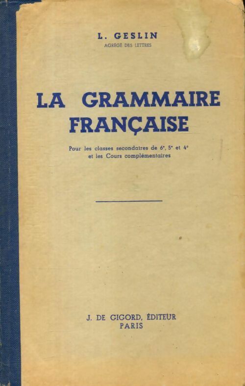 Livrenpoche : La grammaire française - L Geslin - Livre