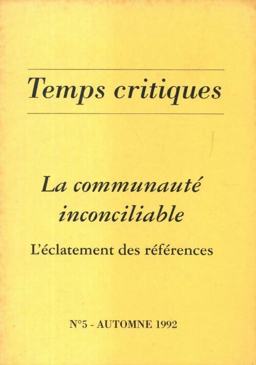 Livrenpoche : Temps critiques n°5 - Collectif - Livre