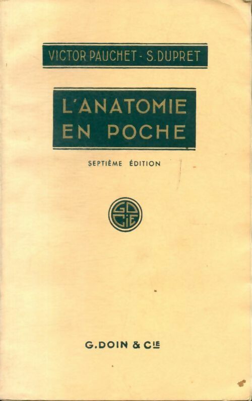 L'anatomie en poche - Victor Pauchet -  Doin GF - Livre