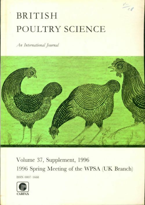 Livrenpoche : British poultry science volume 37 supplément - Collectif - Livre