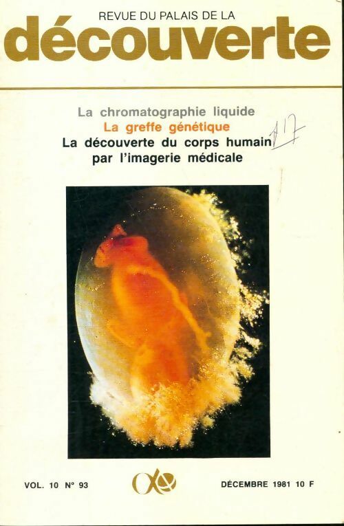 Livrenpoche : Revue du palais de la découverte vol 10 n°93 : La chromatographie liquide - Collectif - Livre