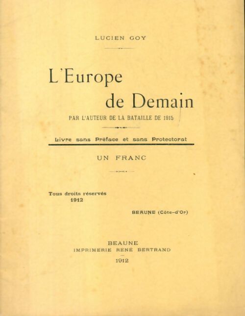 Livrenpoche : L'Europe de demain - Lucien Goy - Livre