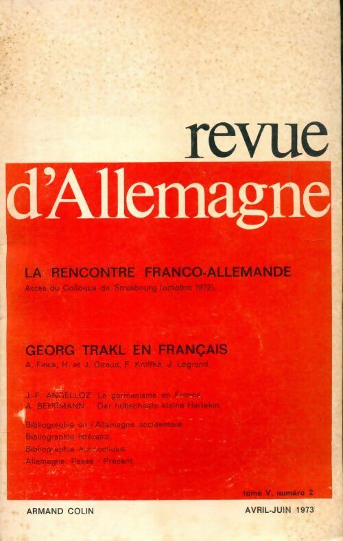Livrenpoche : Revue d'Allemagne Tome V n°2 - Collectif - Livre