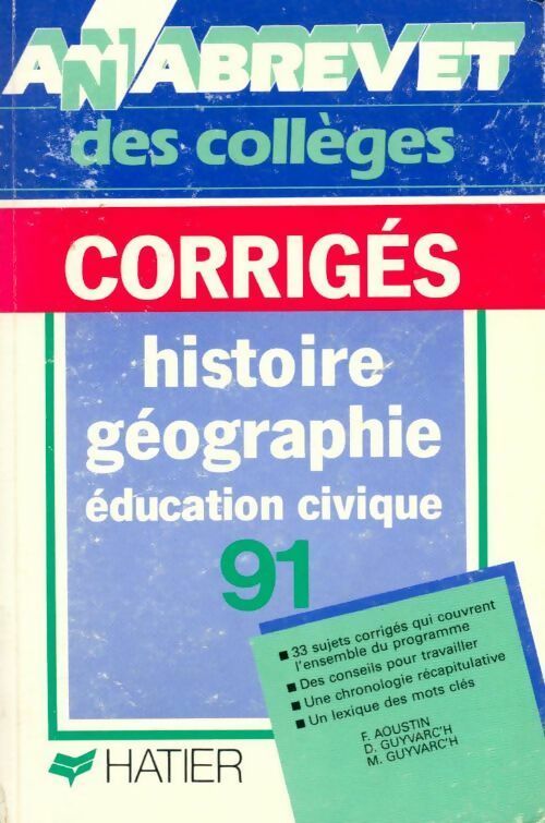 Livrenpoche : Histoire géographie éducation civique corrigés 1991 - Collectif - Livre