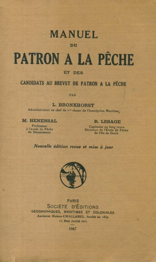 Livrenpoche : Manuel du patron à la pêche - L Bronkhorst - Livre