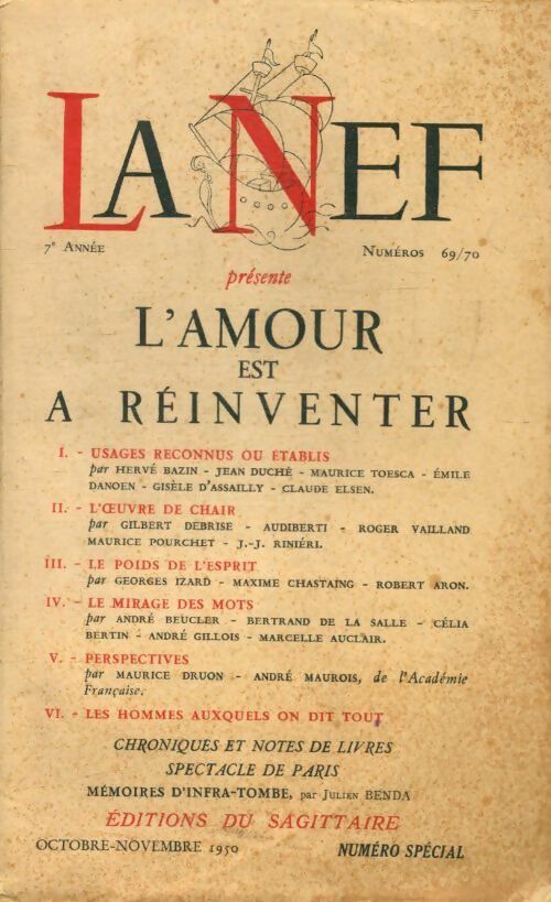 Livrenpoche : La nef n°69/70 : L'amour est à réinventer - Collectif - Livre