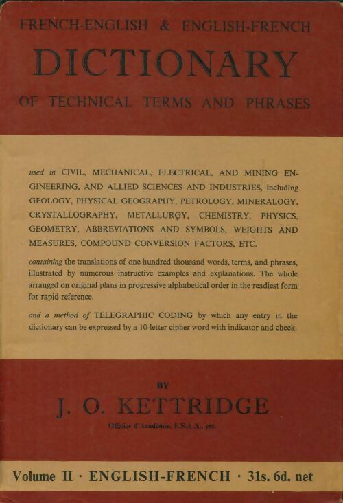 Livrenpoche : Dictionnary of technical terms and phrases Tome II - J.O. Kettridge - Livre