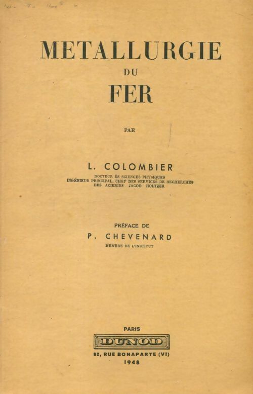 Livrenpoche : Métallurgie du fer - L. Colombier - Livre
