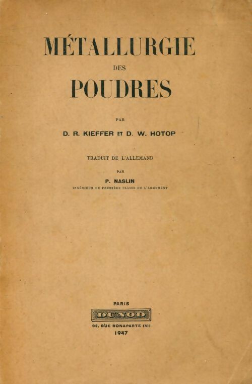 Livrenpoche : Métallurgie des poudres - D.R Kieffer - Livre