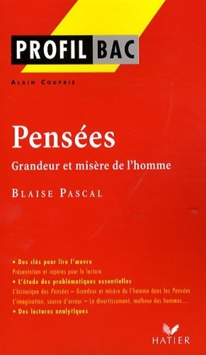 Livrenpoche : Pensées de pascal. Grandeur et misère de l'homme - Alain Couprie - Livre
