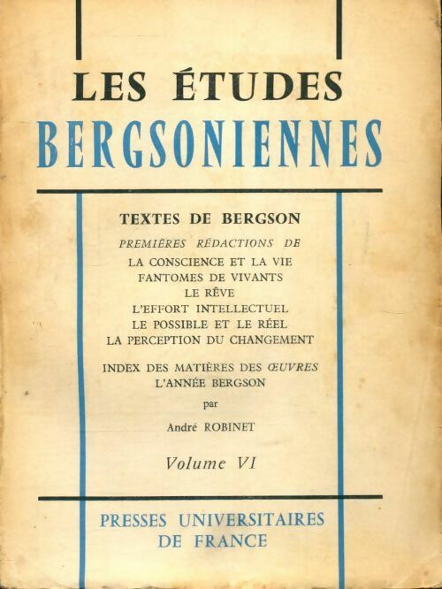 Livrenpoche : Les études bergsoniennes Tome VI - Collectif - Livre