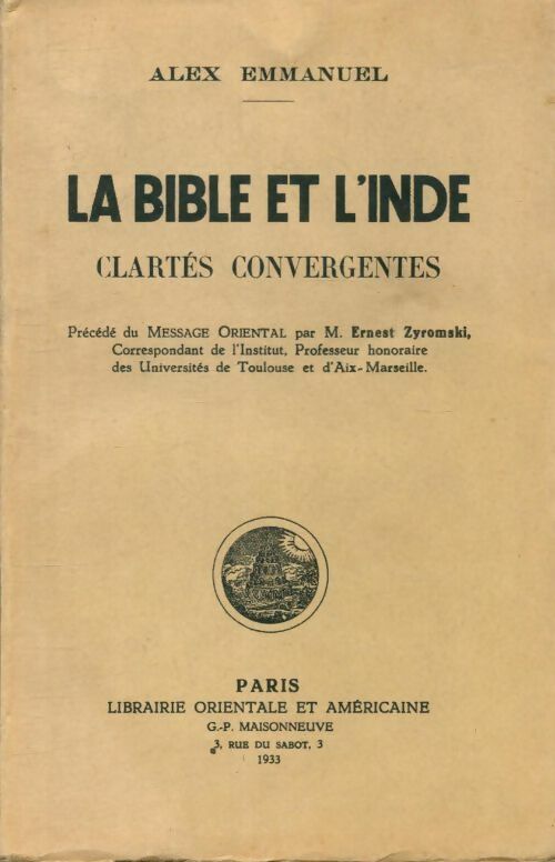 Livrenpoche : La bible et l'Inde - Alex Emmanuel - Livre
