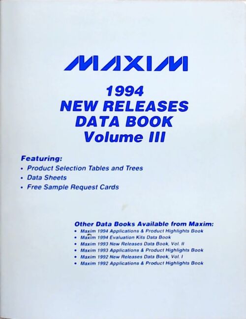 Livrenpoche : Maxim 1994 New releases data book Volume III - Collectif - Livre