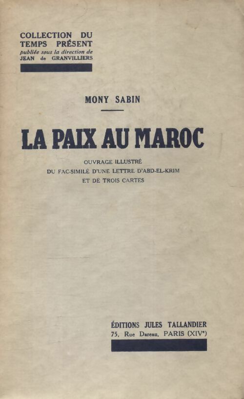 Livrenpoche : La paix au Maroc - Mony Sabin - Livre